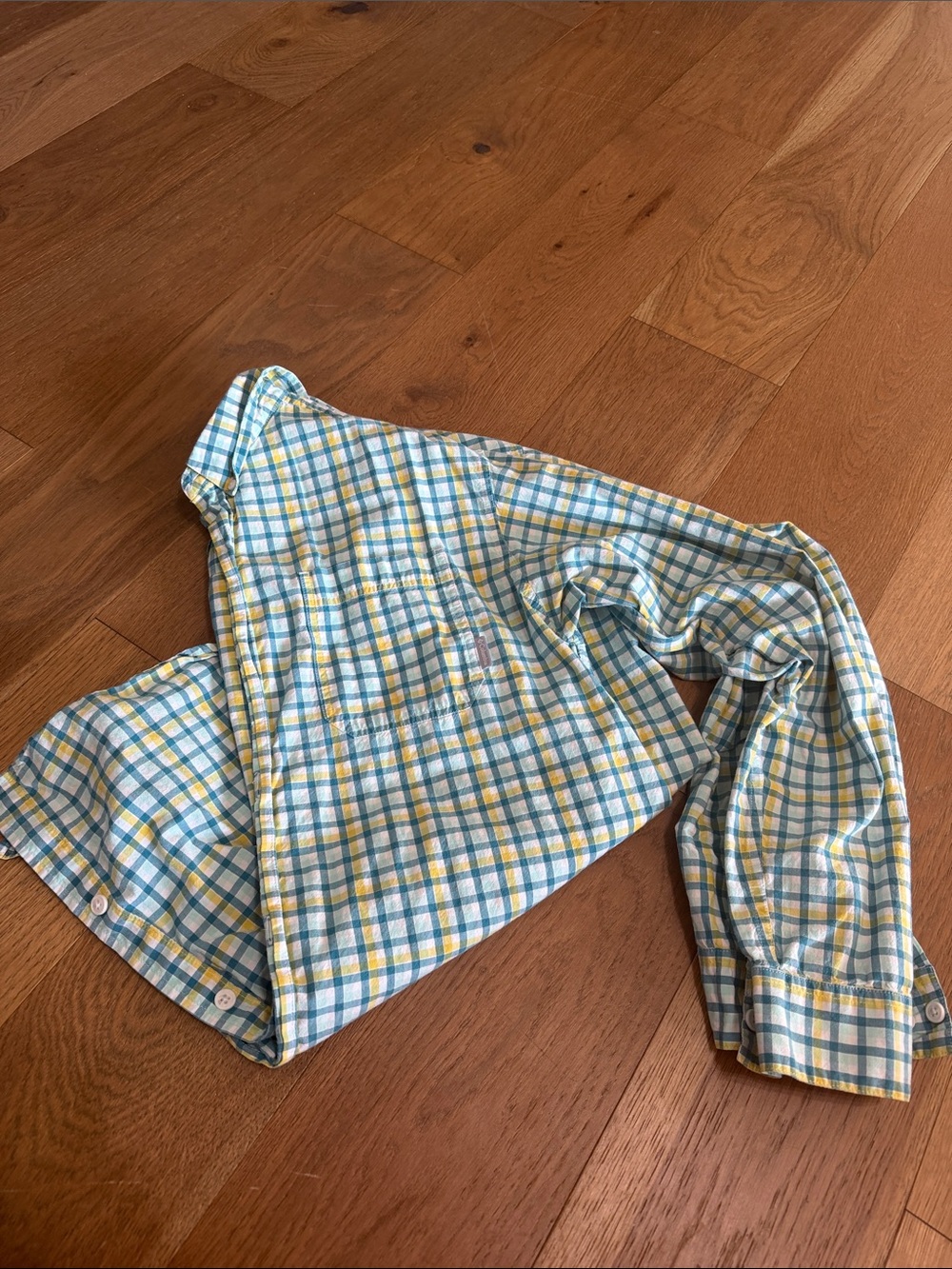 Columbia Blue, Yellow & White Plaid Button-Down Shirt